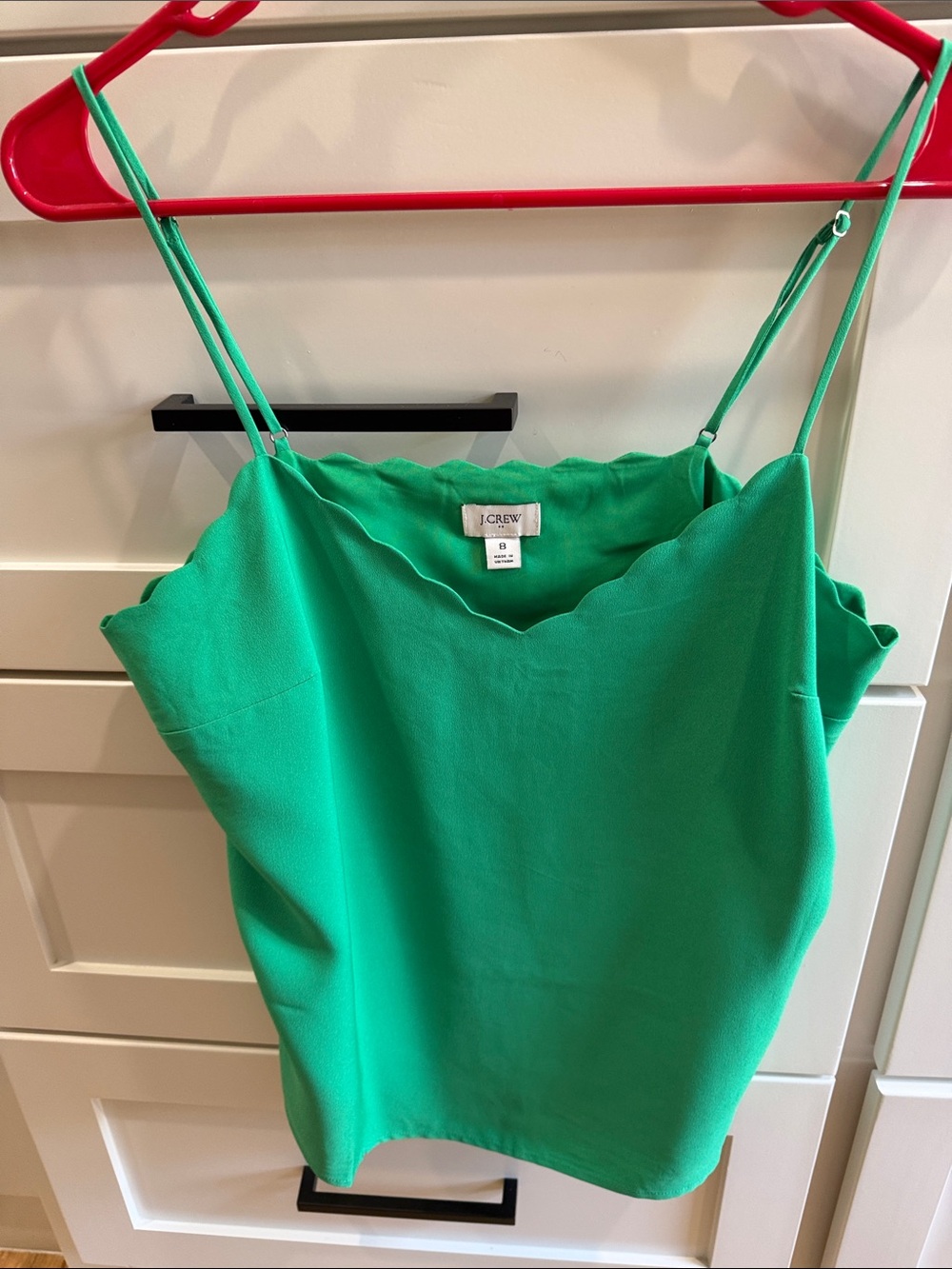 J. Crew Green Scalloped Neck Camisole